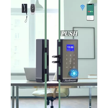 Serrure de Porte en Verre Sans Cadre Perfiware LG2315: Accès Sécurisé par Empreinte Digitale & App