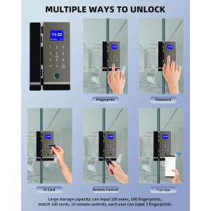 Serrure sans cadre pour porte en verre LG2315 avec application