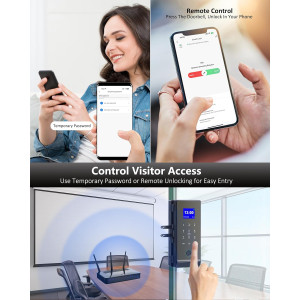 Serrure sans cadre pour porte en verre LG2315 avec application