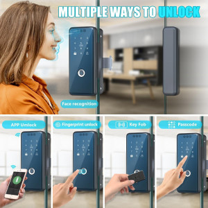 Smart Glass Door Lock: Keyless 3D Face & Fingerprint Security Solution