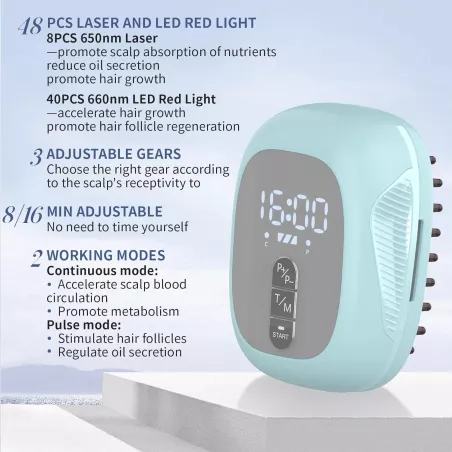 Peigne Laser Anti-Chute Répousse Cheveux - Traitement Lumière Rouge pour Cheveux Plus Épais