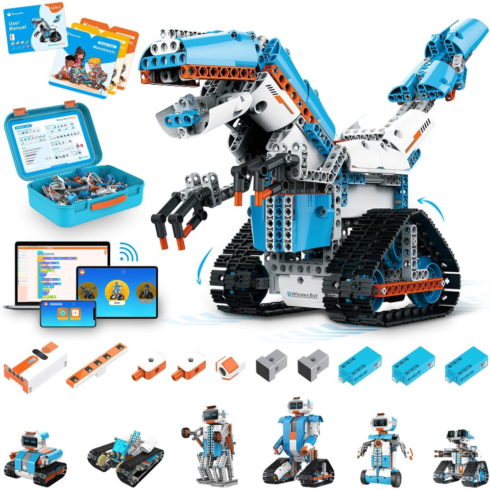 WhalesBot E7 Pro 12-in-1 STEM Coding Robot Kit for Kids Ages 8-12 WhalesBot E7 Pro 12-in-1 STEM Coding Robot Kit for Kids Ages 8-12