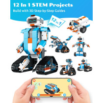 WhalesBot E7 Pro 12-in-1 STEM Coding Robot Kit for Kids Ages 8-12