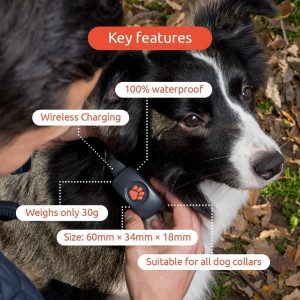 Dog GPS Tracker - No Subscription Fees | Black Pet Locator Device