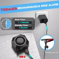 Alarme de Vélo USB Rechargeable 110dB - Sécurité Anti-Vol