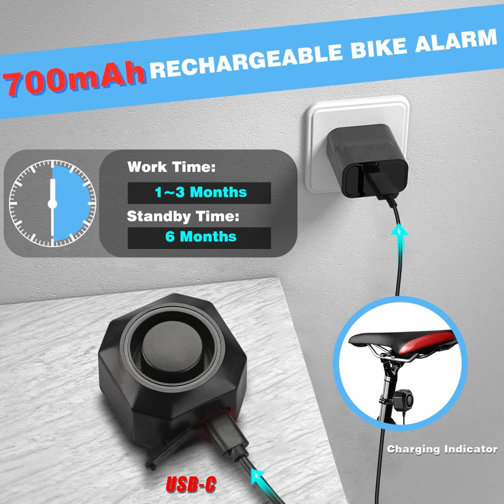 110dB Rechargeable Bike Alarm with Remote - Anti-Theft Wireless Security 110dB Rechargeable Bike Alarm with Remote - Anti-Theft Wireless Security