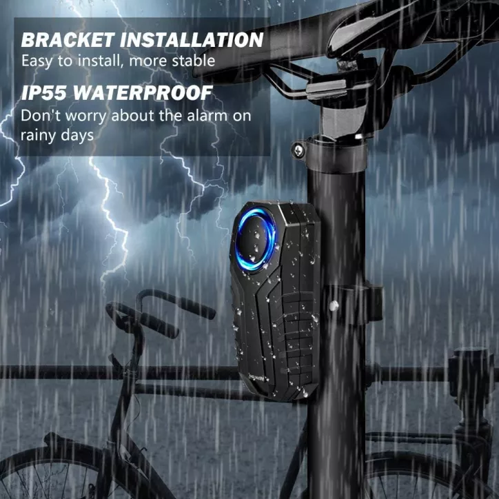 Alarme Vélo Antivol WSDCAM 113dB: Sécurité Maximale avec Télécommande & Étanchéité IP55