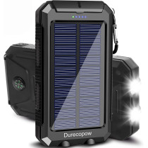 20000mAh Solar Charger Power Bank - Waterproof Portable Battery Pack