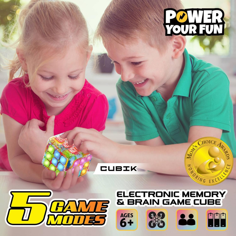 Power Your Fun: Cubik LED Flashing Cube Memory Game for Kids Power Your Fun: Cubik LED Flashing Cube Memory Game for Kids