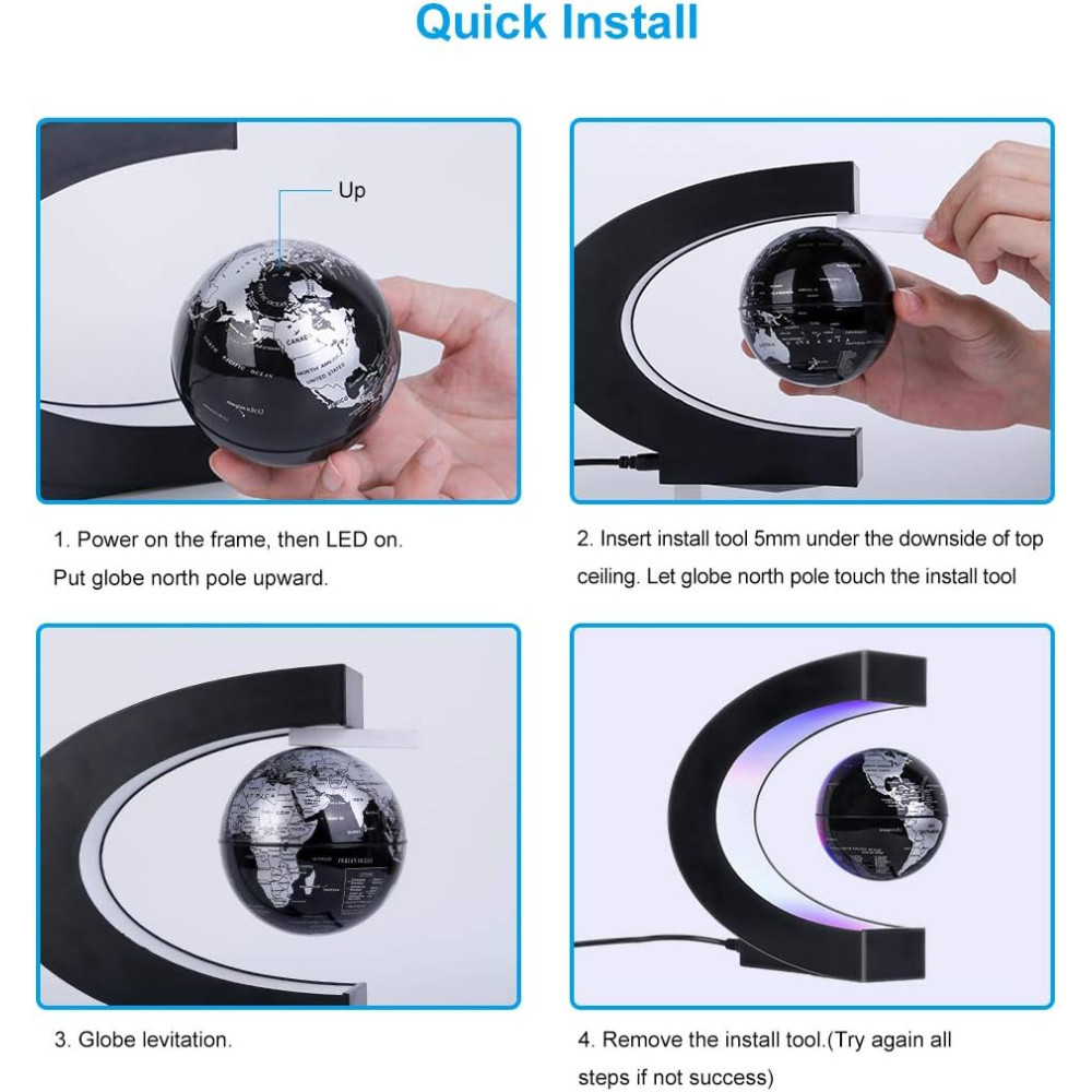 Magnetic Levitating Globe with LED Light - Cool Tech Gift for All! Magnetic Levitating Globe with LED Light - Cool Tech Gift for All!