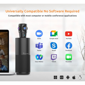 TOUCAN 360° Video Conference Camera - 1080p HD, AI Tracking, Multi-Platform