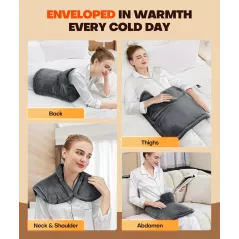 Coussin Chauffant Graphène Lenmen : Chaleur Rapide, 6 Températures, Soulagement Douleurs Cou, Épaules, Dos