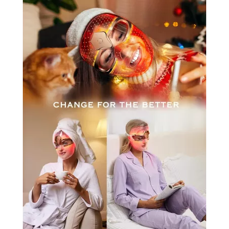 NEWKEY Masque LED Thérapie Rouge & Bleue : Anti-Âge, Anti-Acné, Sans Fil – Soin Visage 10 Minutes