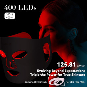 LED Face Mask Light Therapy — 4 modes, 400 LEDs, 2000mAh rechargeable for powerful anti-aging skincare!