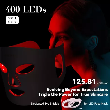 LED Face Mask Light Therapy — 4 modes, 400 LEDs, 2000mAh rechargeable for powerful anti-aging skincare!