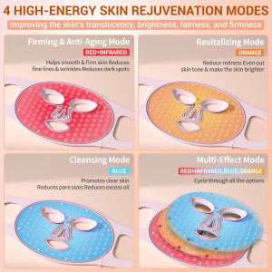 LED Face Mask Light Therapy — 4 modes, 400 LEDs, 2000mAh rechargeable for powerful anti-aging skincare!
