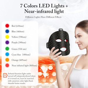 Portable 7-Mode LED Red Light Therapy Mask — Remote control, anti-aging, near-infrared 850nm wavelength!