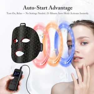 Portable 7-Mode LED Red Light Therapy Mask — Remote control, anti-aging, near-infrared 850nm wavelength!