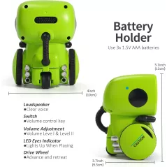 Robot Intelligent GILOBABY: Danse, Chante & Enregistre! Cadeau Idéal 3+ (Vert)