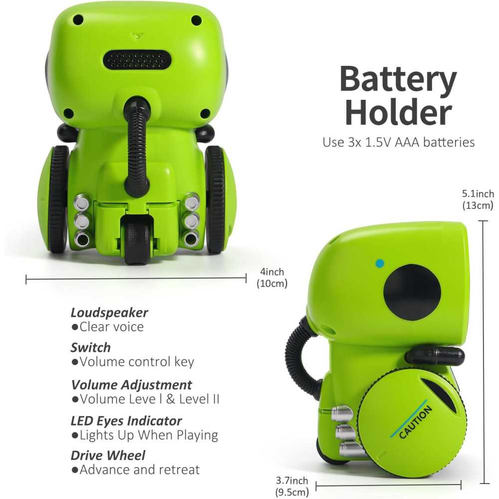 GILOBABY Smart Talking Robot — Voice control, dancing, singing & recording, perfect gift for kids 3+ in green!