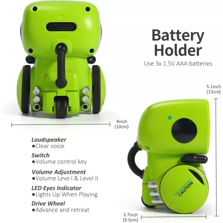 Robot Intelligent GILOBABY: Danse, Chante & Enregistre! Cadeau Idéal 3+ (Vert)