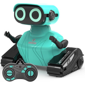 GILOBABY Remote Control Robot Toy — LED eyes, dance moves, music & flexible arms, perfect birthday gift in blue!