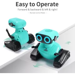 GILOBABY Remote Control Robot Toy — LED eyes, dance moves, music & flexible arms, perfect birthday gift in blue!