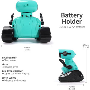 GILOBABY Remote Control Robot Toy — LED eyes, dance moves, music & flexible arms, perfect birthday gift in blue!