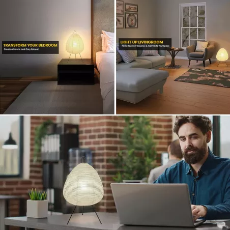 Lampe Japonaise Akari Dimmable – Élégance Japandi en Papier Washi, Ambiance Zen Incluse!
