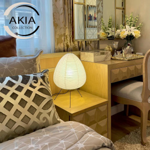 Dimmable Japanese Rice Paper Lamp — Double-layered Noguchi Akari style with washi shade & bulb included!