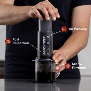 AeroPress Original Coffee Maker — 3-in-1 brew: French press, espresso & full-bodied coffee, portable & grit-free!