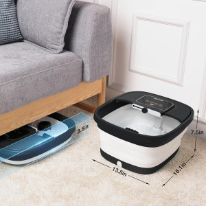 HOSPAN Spa Pieds — Chauffant avec bulles, lumière rouge, 8 rouleaux shiatsu & contrôle température, noir!