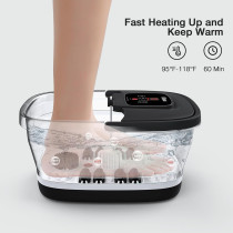 HOSPAN Foot Spa with Heat, Bubbles & Shiatsu Massage Rollers – Black