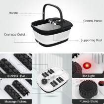 HOSPAN Foot Spa with Heat, Bubbles & Shiatsu Massage Rollers – Black