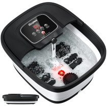 HOSPAN Foot Spa with Heat, Bubbles & Shiatsu Massage Rollers – Black