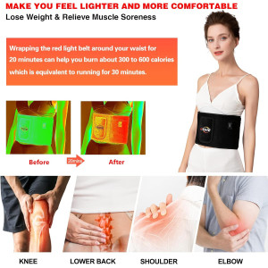 Red Light Therapy Belt Wrap — Infrared light with timer for back, shoulder & waist pain relief for all!