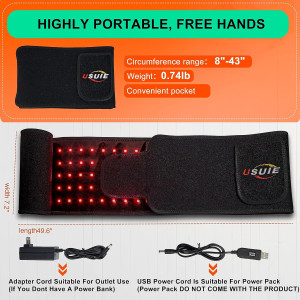 Red Light Therapy Belt Wrap — Infrared light with timer for back, shoulder & waist pain relief for all!