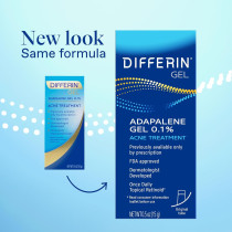 Differin Acne Treatment Gel 0.1% Adapalene - 30 Day Supply, Gentle Care