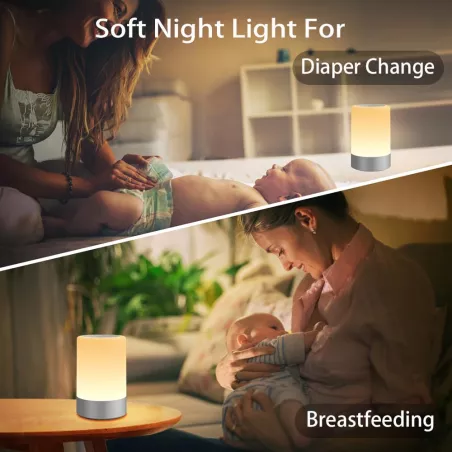 G Keni LED Touch Night Light — USB rechargeable, dimmable & gentle glow for baby and adult eye comfort!