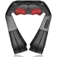 Nekteck Shiatsu Massager — Deep tissue 3D kneading pillow with heat for neck & back muscle pain relief!