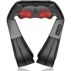 Nekteck Shiatsu Massager — Deep tissue 3D kneading pillow with heat for neck & back muscle pain relief!