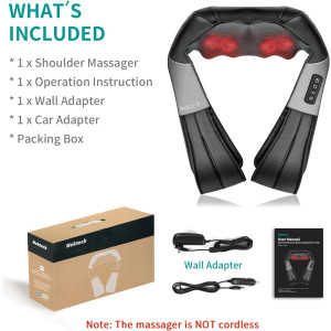 Nekteck Shiatsu Massager — Deep tissue 3D kneading pillow with heat for neck & back muscle pain relief!