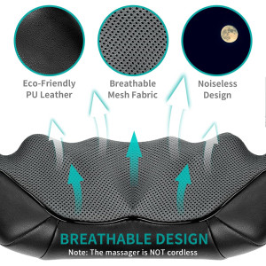 Nekteck Shiatsu Massager — Deep tissue 3D kneading pillow with heat for neck & back muscle pain relief!