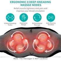 Nekteck Shiatsu Neck & Back Massager with Heat – Deep Tissue Relief