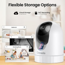 2K 360° Indoor WiFi Security Camera - 2-Way Audio, Night Vision, Alexa