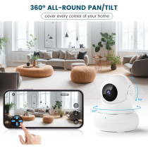 Litokam 2K Indoor Security Camera - 360° Pan/Tilt, Motion Detect, Night Vision