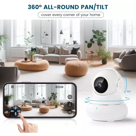 Litokam 2K Indoor Security Camera — 360° pan/tilt, motion detection, night vision & 2-way audio for baby & pet care!