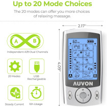 AUVON Dual Channel TENS Unit Muscle Stimulator with 20 Modes & Pads