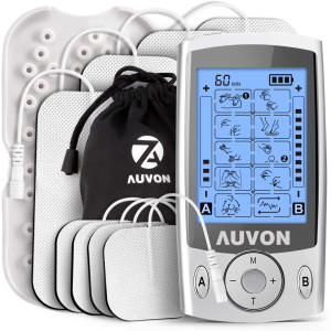 AUVON Dual Channel TENS Unit Muscle Stimulator with 20 Modes & Pads