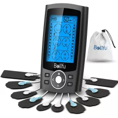 Belifu TENS/EMS : Soulagement Douleur Musculaire, 24 Modes, 10 Électrodes + Sac – Votre Kiné à Domicile!